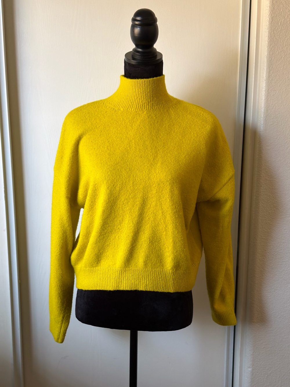 H&M Mustard Yellow Mock Neck Knit Sweater